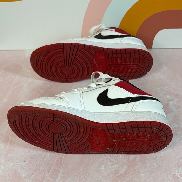 Nike Air Jordan Kids White and Red Sneakers with Black Accents - Picture 6 of 7